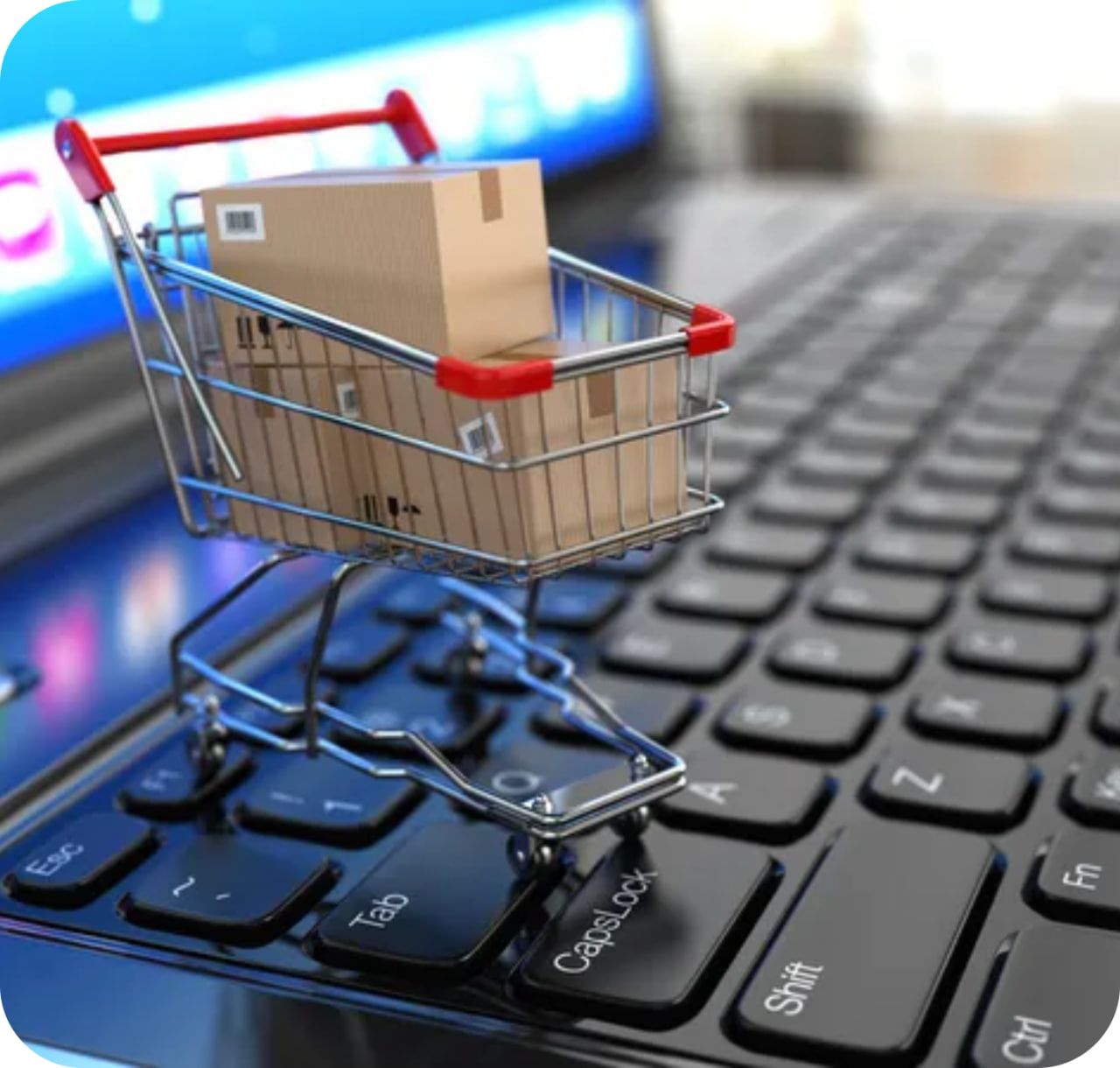 backet on a computer keyboard illustrating ecommerce marketing services by TMB